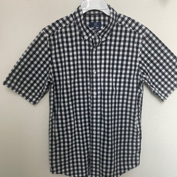 George Men's Short Sleeve Button-Up Cotton Spandex Shirt, Sizes S - Picture 1 of 6
